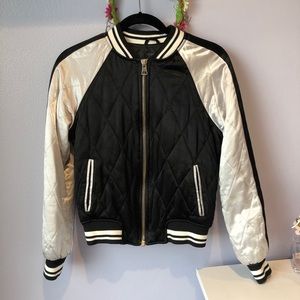 Topshop Black and Silver Bomber jacket